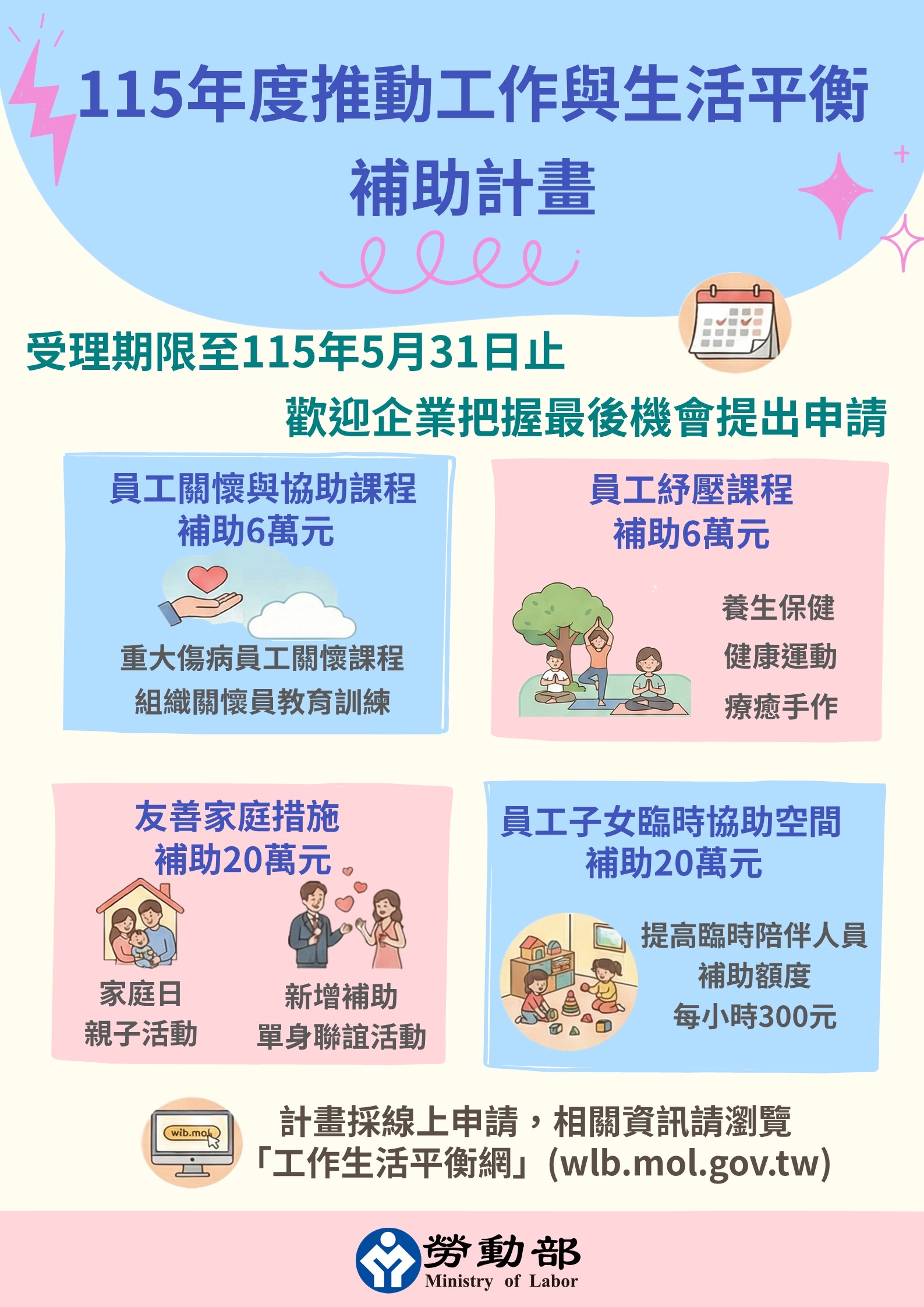 115年度推動工作與生活平衡補助計畫